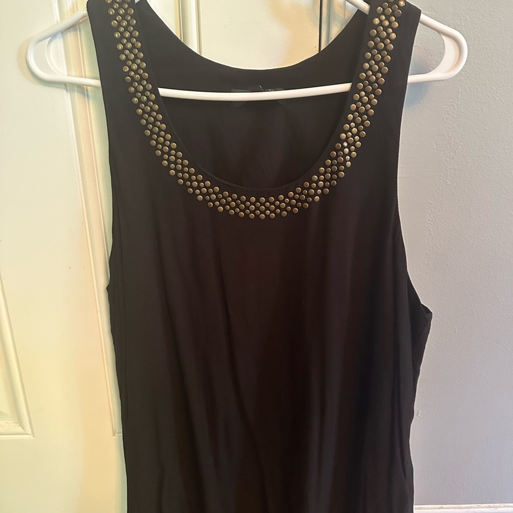 Karen Kane Black Tank Top with Gold Studs